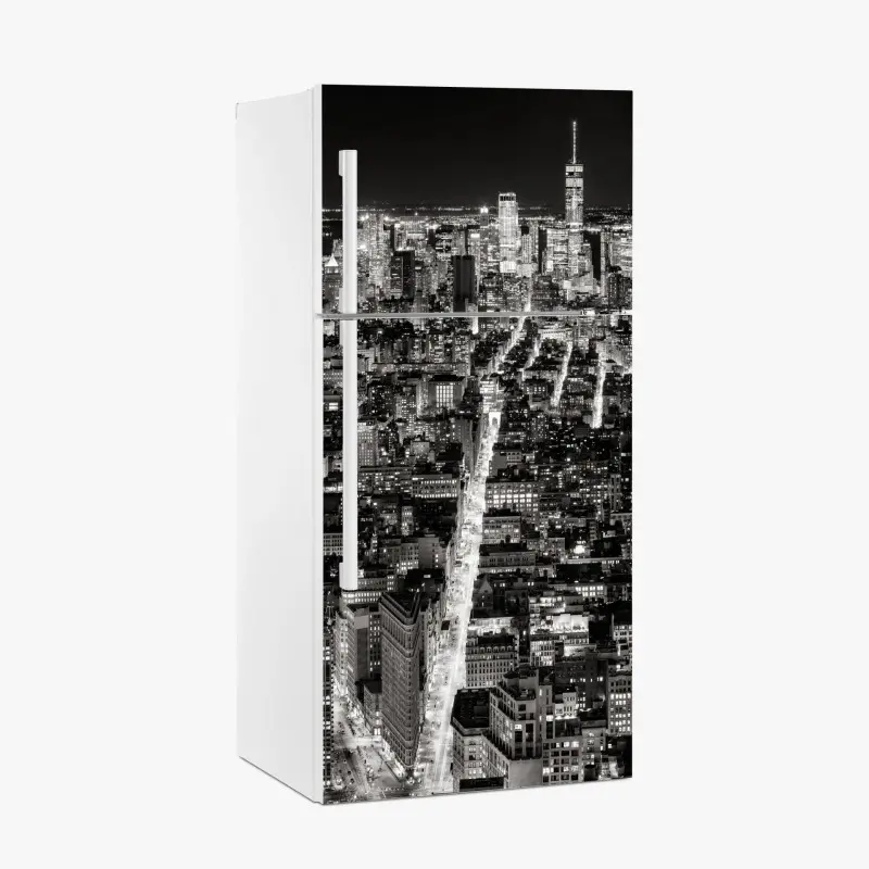 Kühlschrankaufkleber monochrome stadtansicht bei nacht