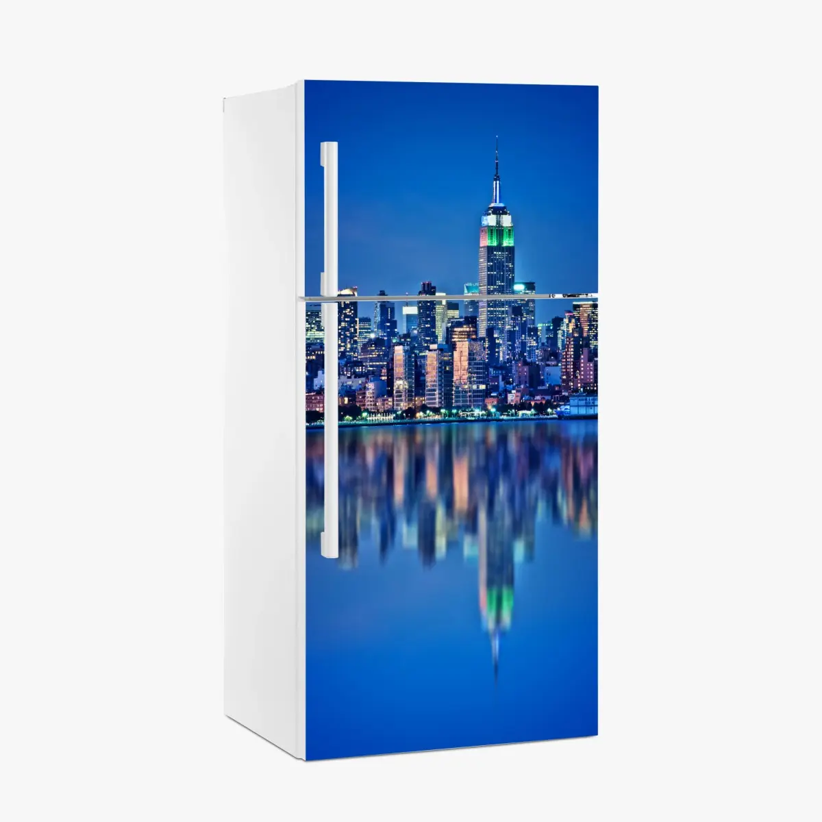 Kühlschrankaufkleber New York skyline bei nacht mit spiegelung – Pixers®