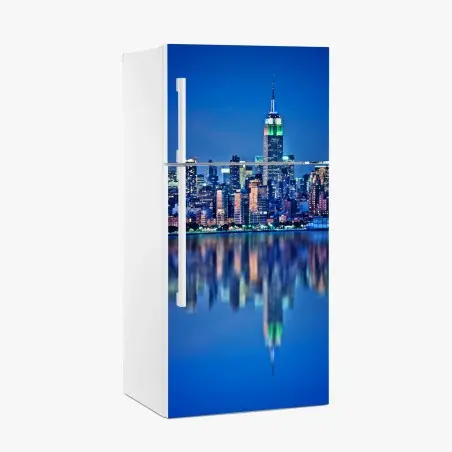 Kühlschrankaufkleber New York skyline bei nacht mit spiegelung – Pixers®