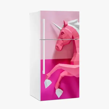 Kühlschrankaufkleber rosa geometrisches einhorn – Pixers®