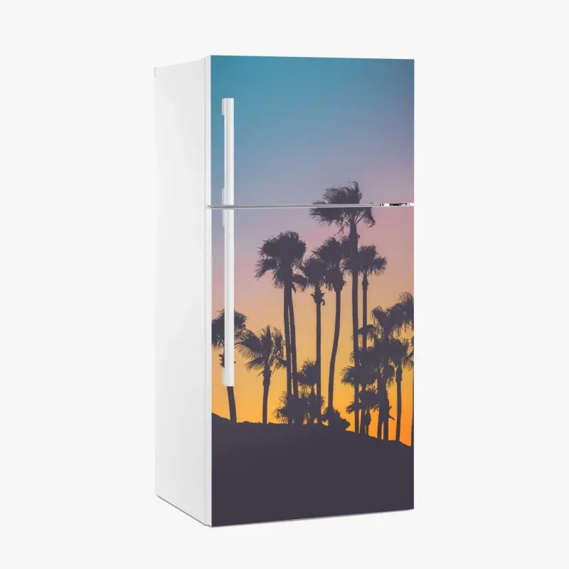 Kühlschrankaufkleber retro tropische palmen bei sonnenuntergang