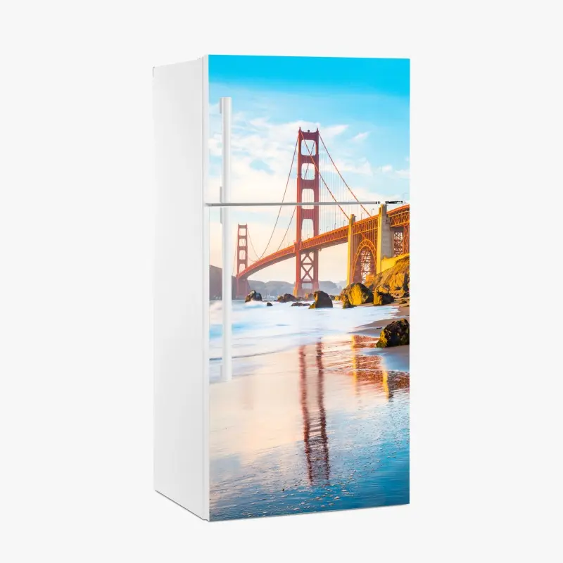 Kühlschrankaufkleber goldene stunde an der Golden Gate Bridge, Baker Beach