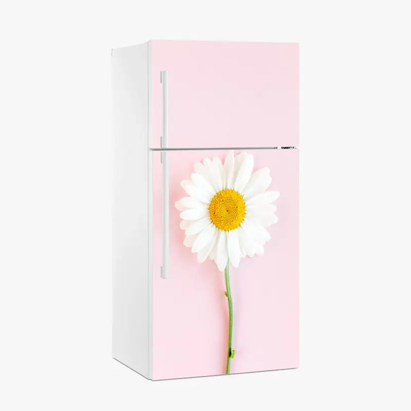 Kühlschrankaufkleber weißes gänseblümchen auf pastellrosa hintergrund