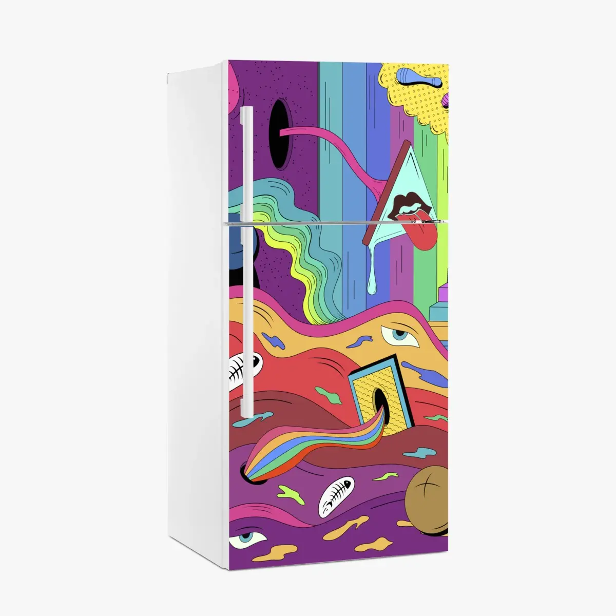 Kühlschrankaufkleber psychedelische pop-art traumlandschaft – Pixers®