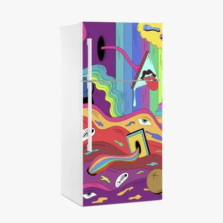 Kühlschrankaufkleber psychedelische pop-art traumlandschaft – Pixers®
