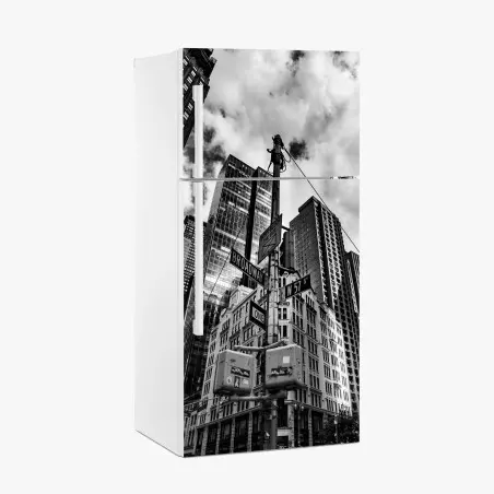 Kühlschrankaufkleber Broadway und W 57 St – städtische szene in schwarzweiß – Pixers®