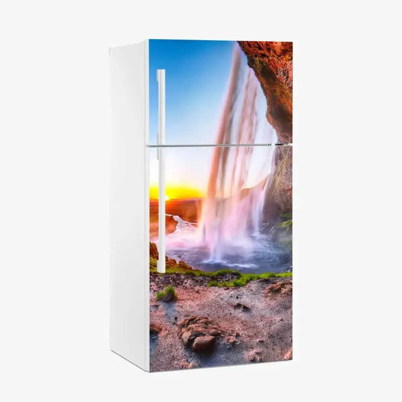 Kühlschrankaufkleber Seljalandsfoss wasserfall bei sonnenuntergang