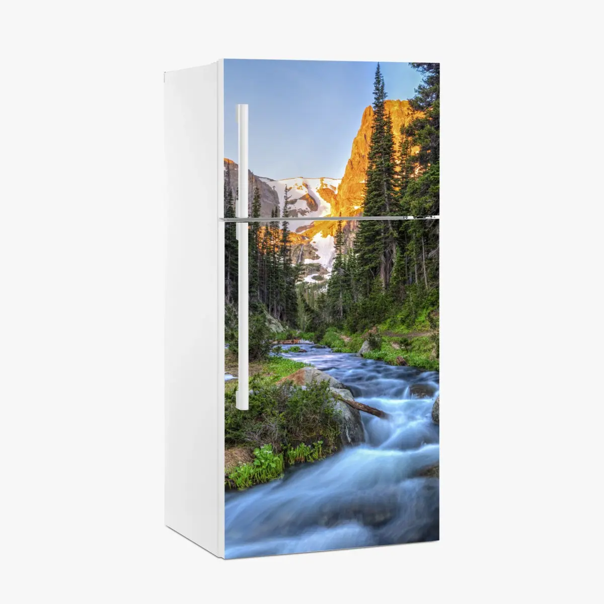 Kühlschrankaufkleber goldener gipfel über alpenbach – Pixers®