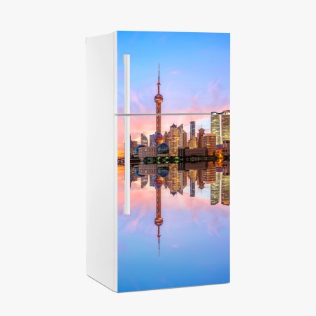 Kühlschrankaufkleber Shanghai skyline bei sonnenaufgang – Pixers®