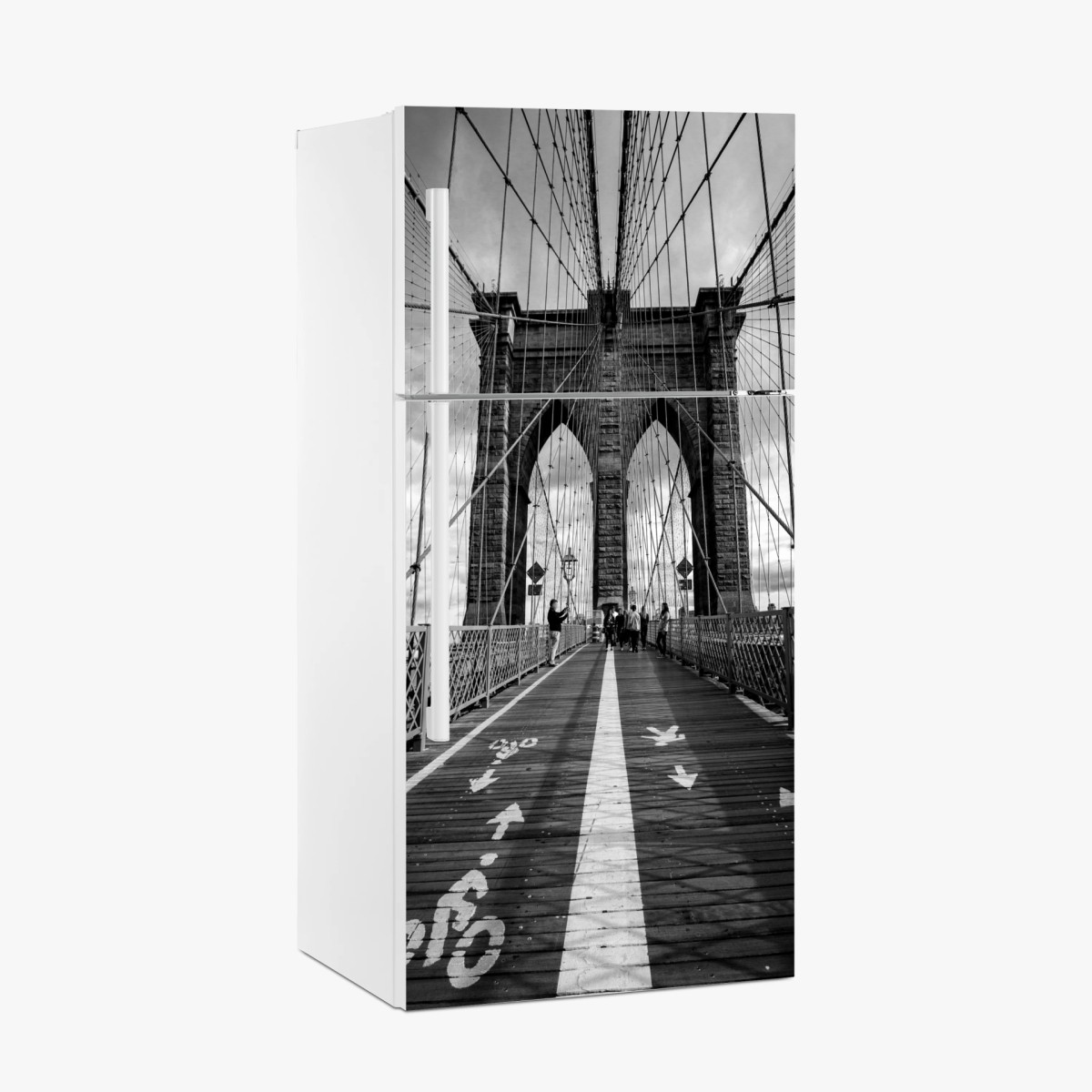 Kühlschrankaufkleber Brooklyn Bridge perspektive in monochrom – Pixers®