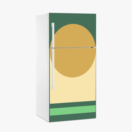 Kühlschrankaufkleber goldene sonne über geometrischem block – Pixers®