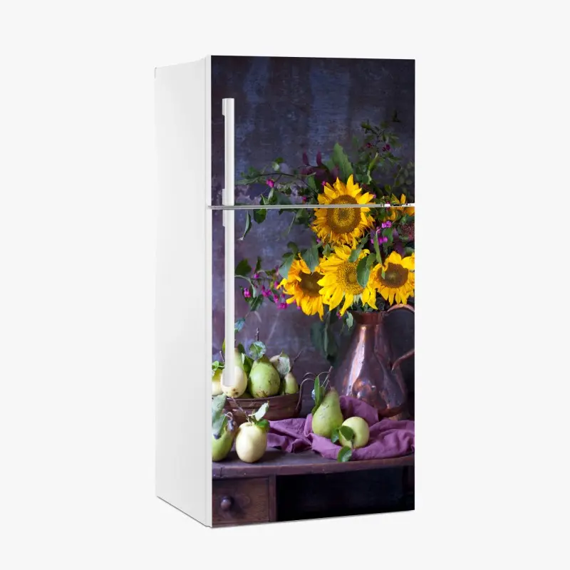 Kühlschrankaufkleber sonnenblumen und birnen stilleben