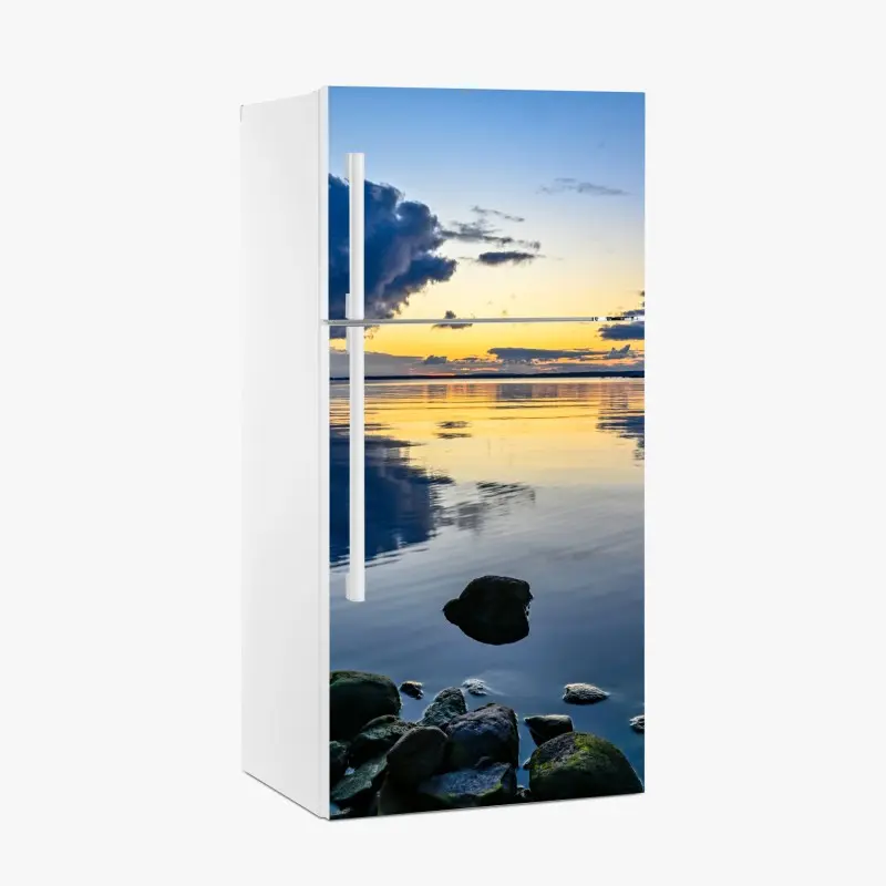 Kühlschrankaufkleber ruhige küstenlandschaft bei sonnenuntergang