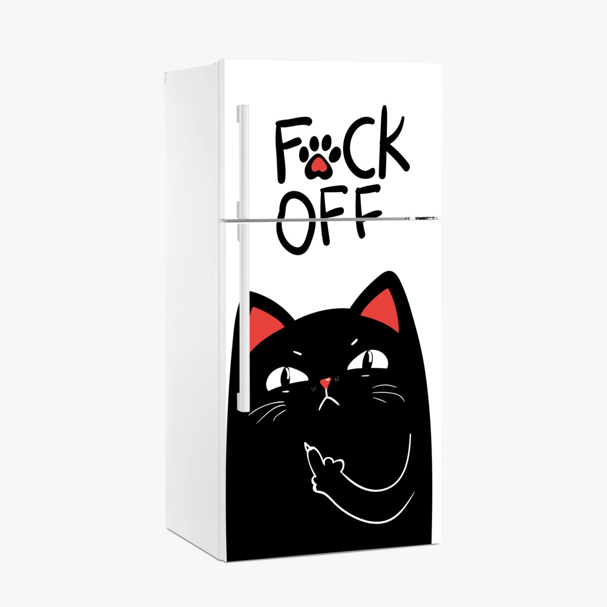 Kühlschrankaufkleber freche schwarze katze mit attitude – Pixers®