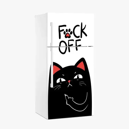 Kühlschrankaufkleber freche schwarze katze mit attitude – Pixers®
