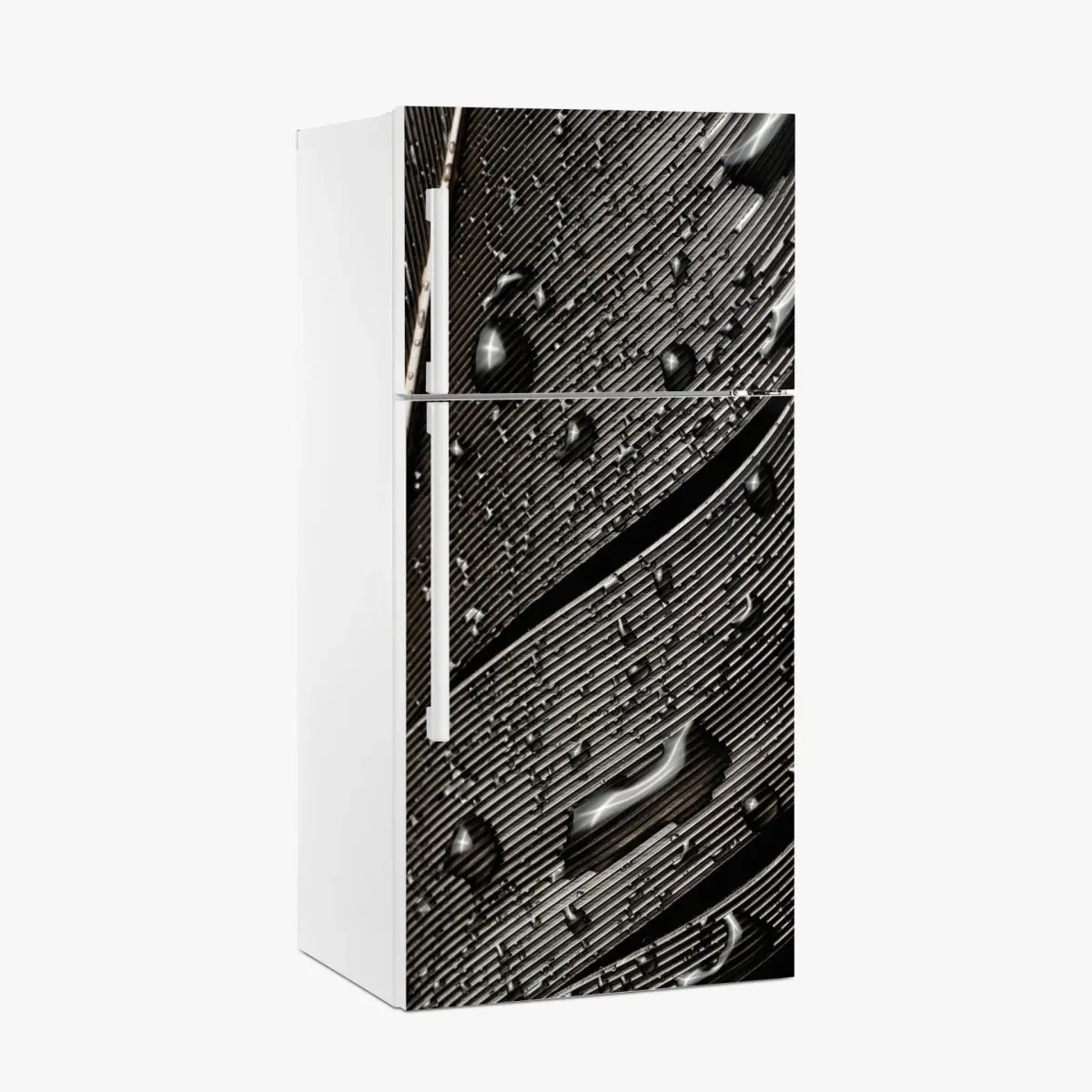 Kühlschrankaufkleber monochrome feder mit wassertropfen – Pixers®