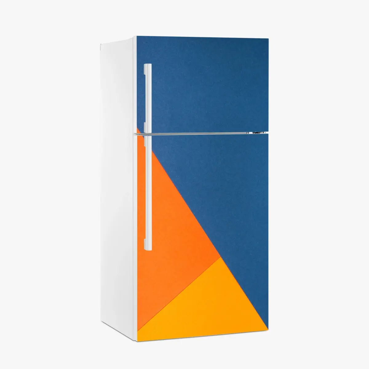 Kühlschrankaufkleber mutige geometrische komposition in blau und orange – Pixers®