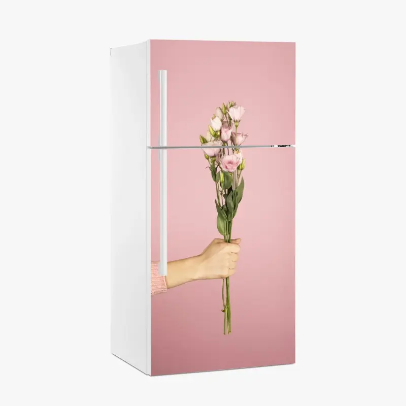 Kühlschrankaufkleber zarter rosa eustoma-strauß