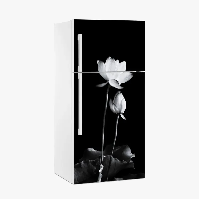 Kühlschrankaufkleber weißer lotus in monochrom