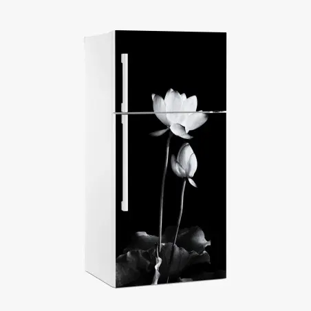 Kühlschrankaufkleber weißer lotus in monochrom – Pixers®