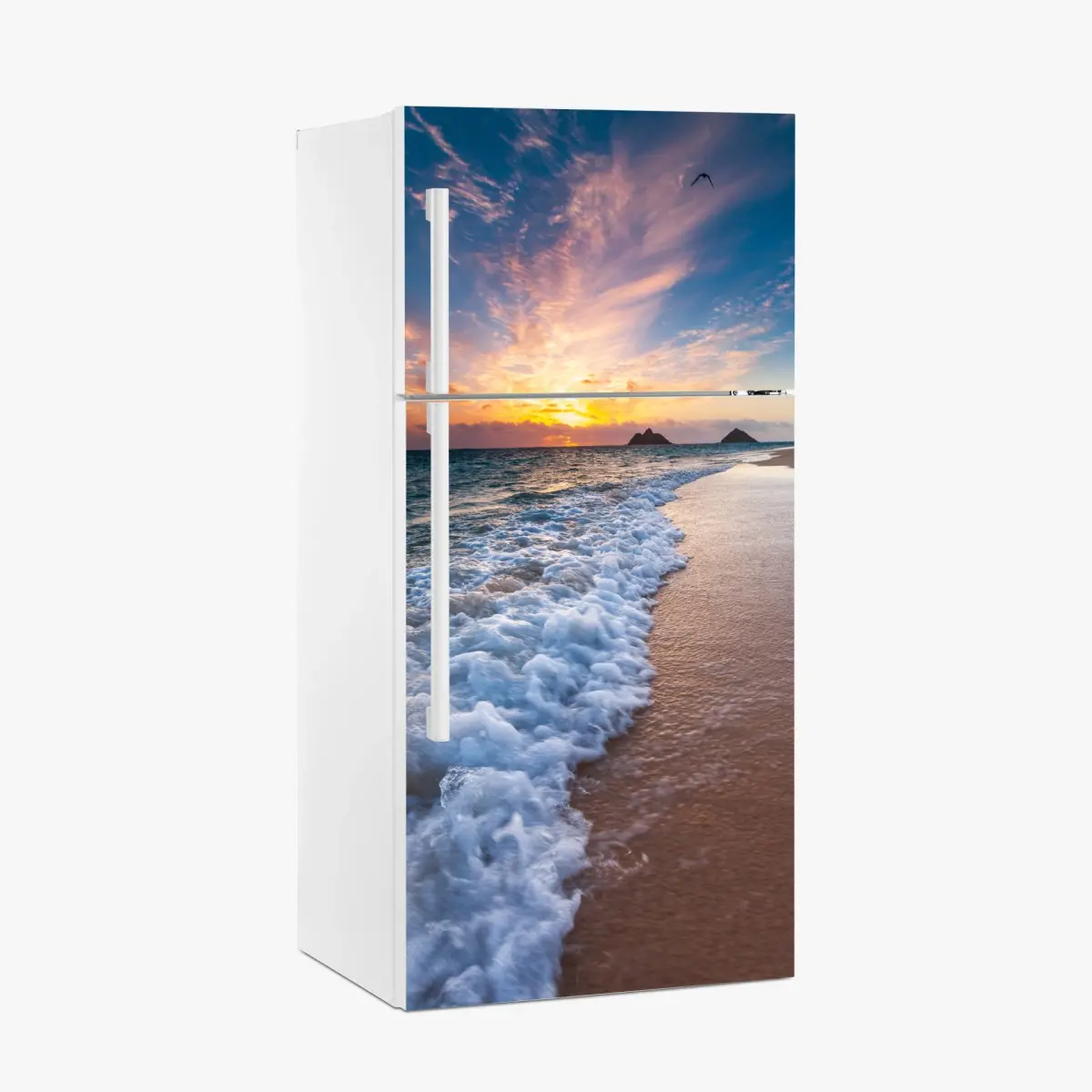 Kühlschrankaufkleber ruhiger sonnenaufgang am meeresufer – Pixers®
