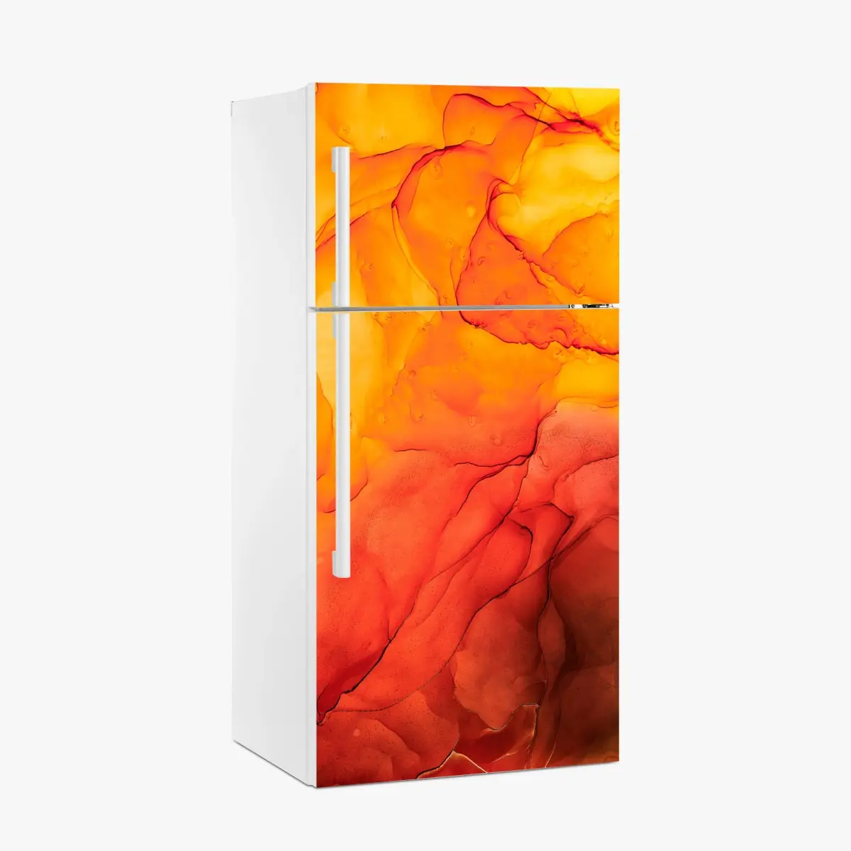 Kühlschrankaufkleber lebendige orange abstrakte alkoholkunst – Pixers®