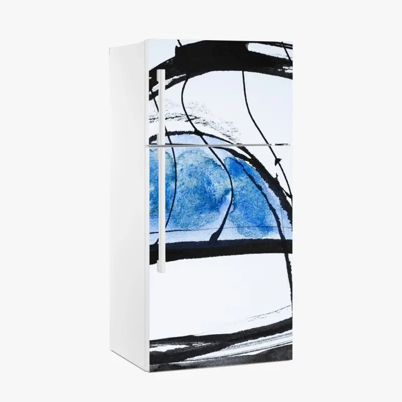 Kühlschrankaufkleber blaue abstrakte tusche- und aquarellkomposition