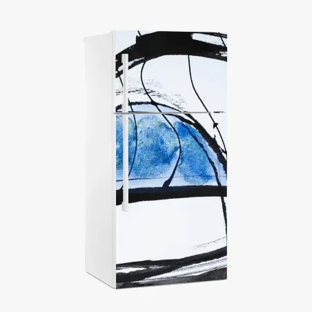 Kühlschrankaufkleber blaue abstrakte tusche- und aquarellkomposition – Pixers®
