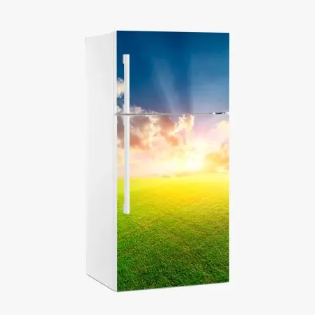 Kühlschrankaufkleber sonnenbeschienene wiese bei sonnenuntergang – Pixers®