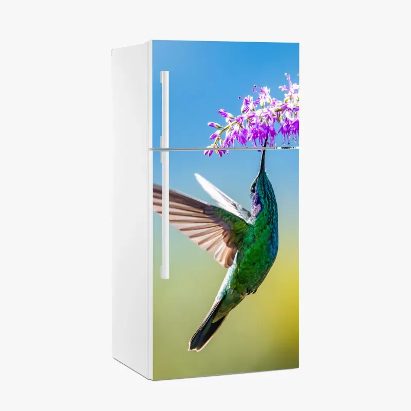 Kühlschrankaufkleber kolibri an violetter blüte