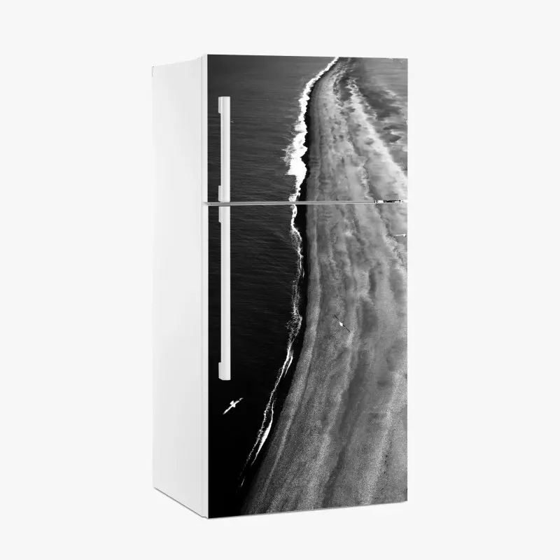 Kühlschrankaufkleber monochrome küstenaufnahme aus der luft