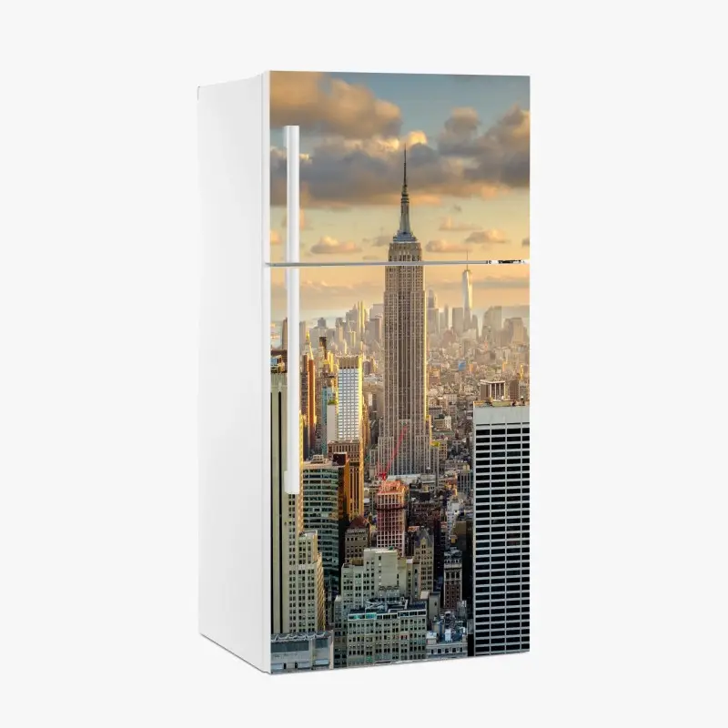 Kühlschrankaufkleber New York skyline bei sonnenuntergang