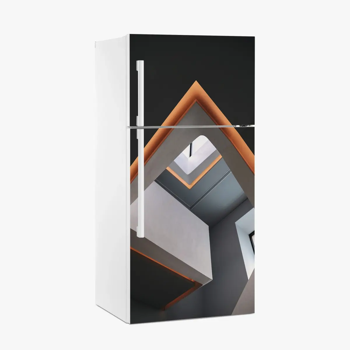 Kühlschrankaufkleber minimalistisches geometrisches interieur mit oberlicht – Pixers®