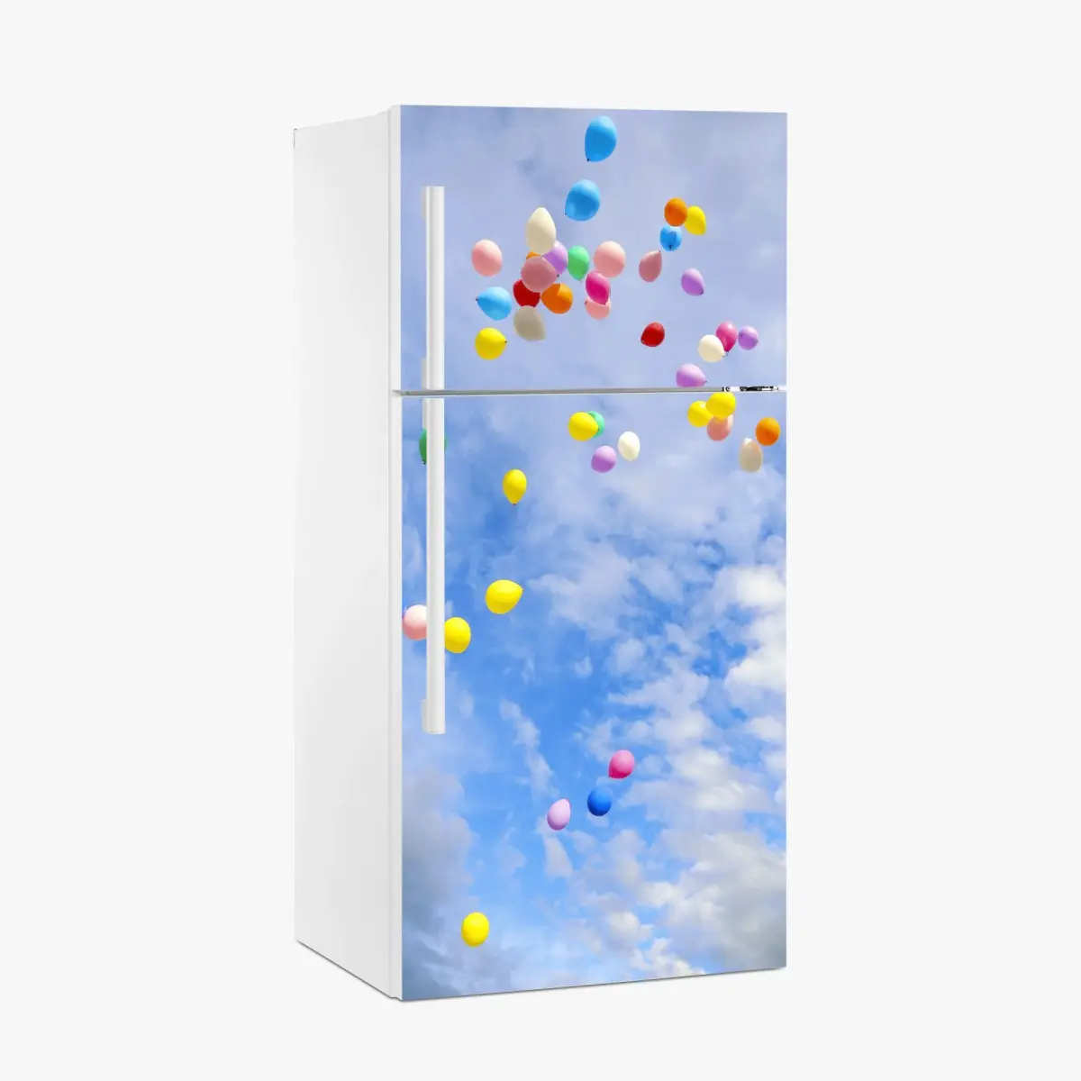 Kühlschrankaufkleber bunte luftballons steigen in den himmel – Pixers®