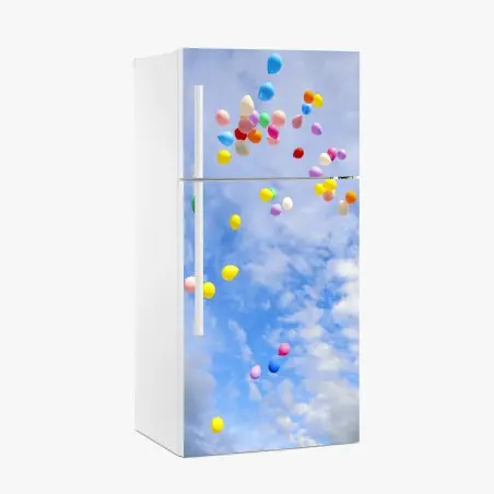Kühlschrankaufkleber bunte luftballons steigen in den himmel – Pixers®
