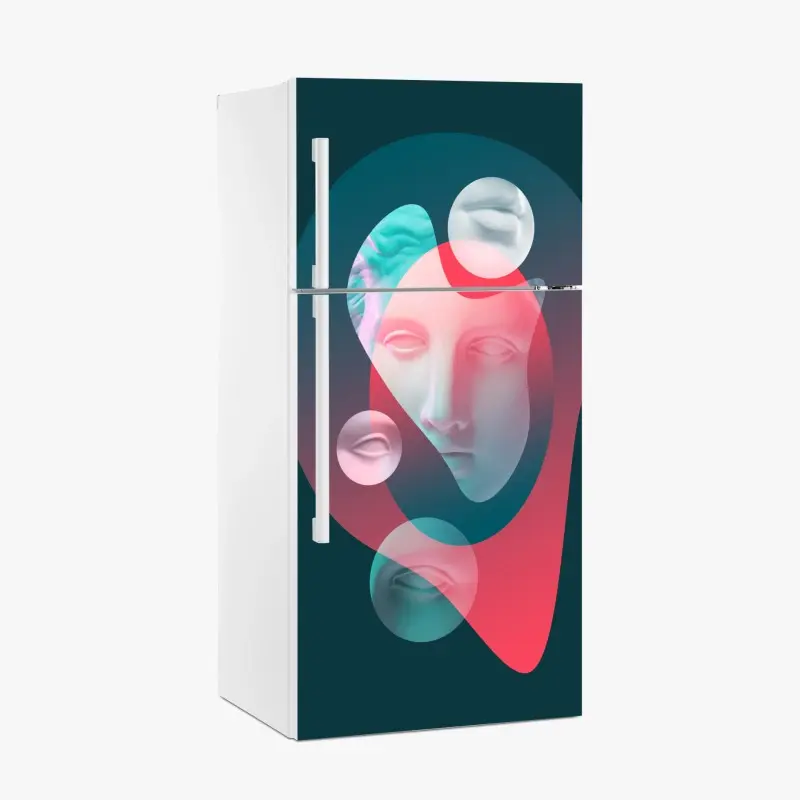 Kühlschrankaufkleber surreales klassisches gesicht im duoton
