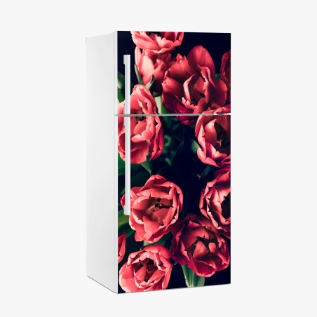 Kühlschrankaufkleber stimmungsvolles rosa tulpenbukett – Pixers®