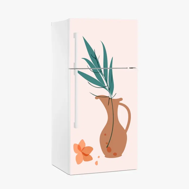 Kühlschrankaufkleber pastell botanische vase mit blättern