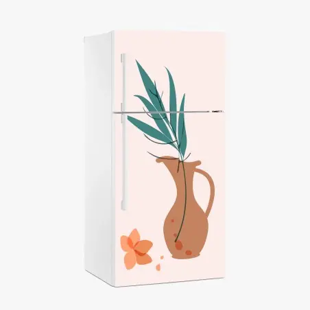 Kühlschrankaufkleber pastell botanische vase mit blättern – Pixers®