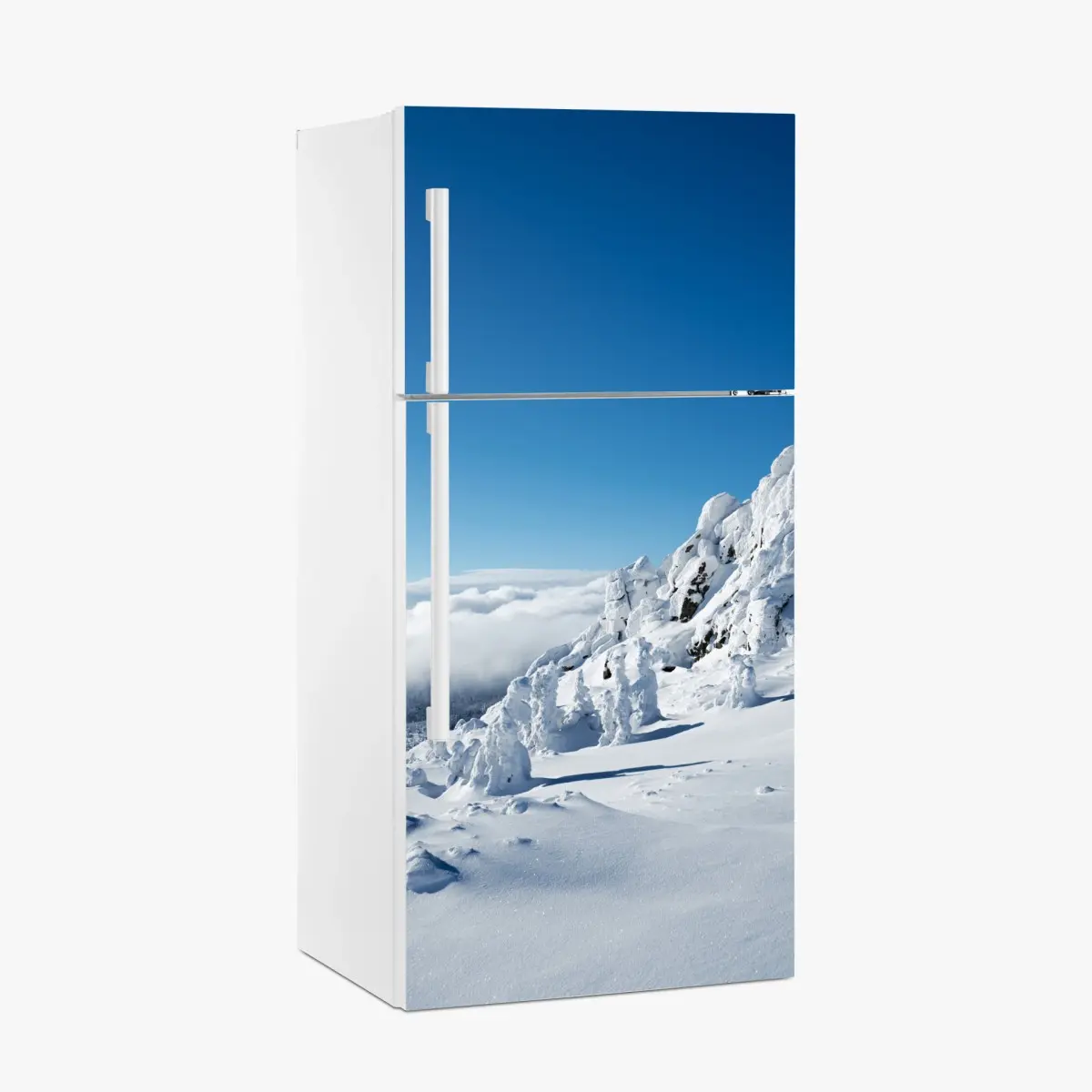 Kühlschrankaufkleber ruhige verschneite berglandschaft – Pixers®