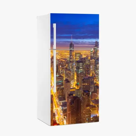 Kühlschrankaufkleber Chicago nächtliche skyline panorama – Pixers®