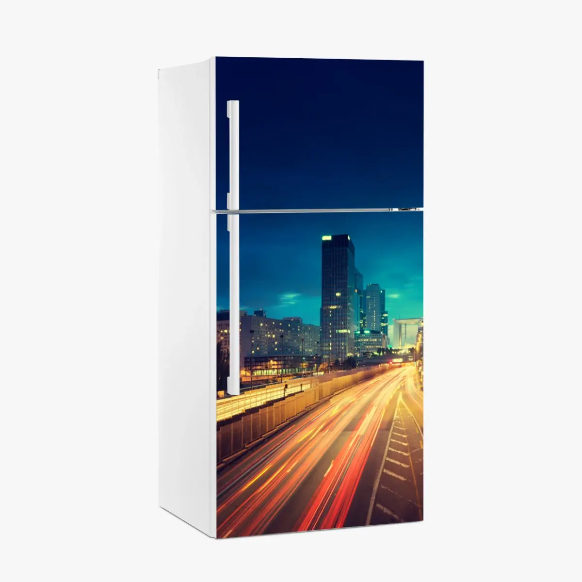 Kühlschrankaufkleber La Défense skyline bei dämmerung – Pixers®