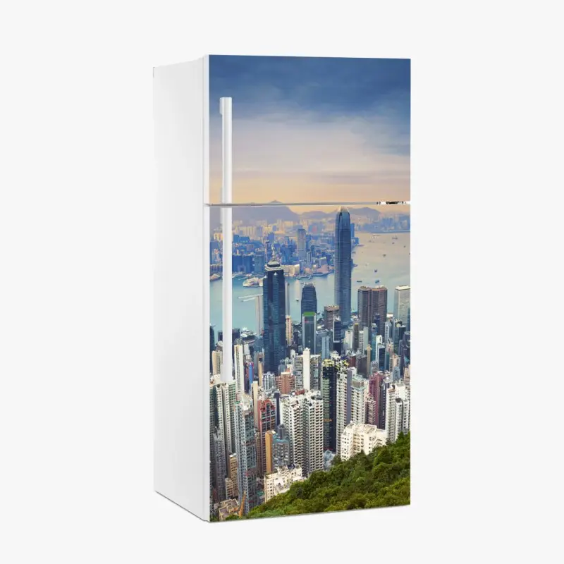 Kühlschrankaufkleber Hong Kong stadtpanorama bei dämmerung