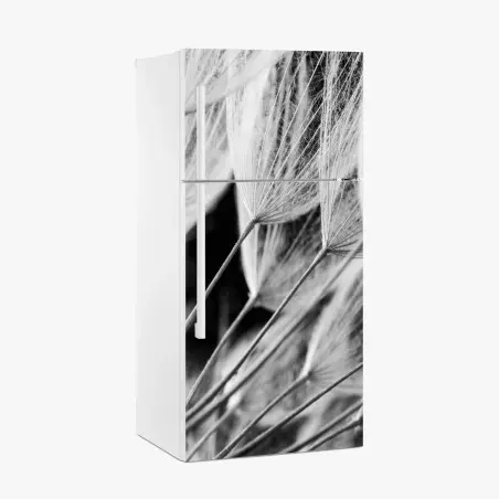 Kühlschrankaufkleber zarte nahaufnahme von löwenzahnsamen in monochrom – Pixers®