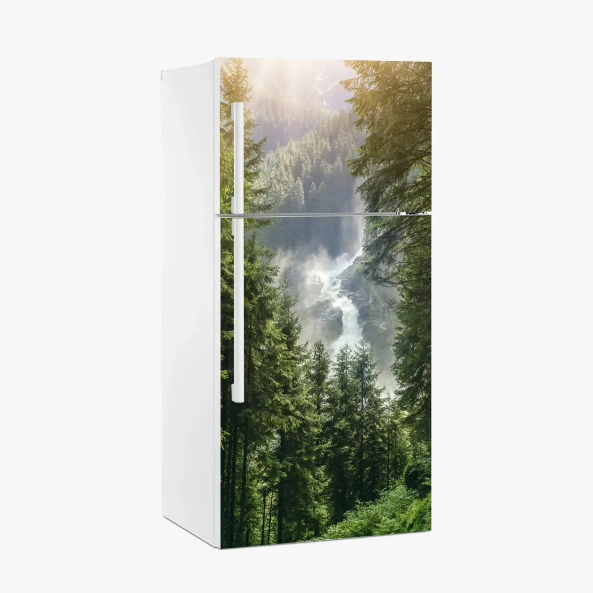 Kühlschrankaufkleber Krimml wasserfall im üppigen alpinen wald – Pixers®