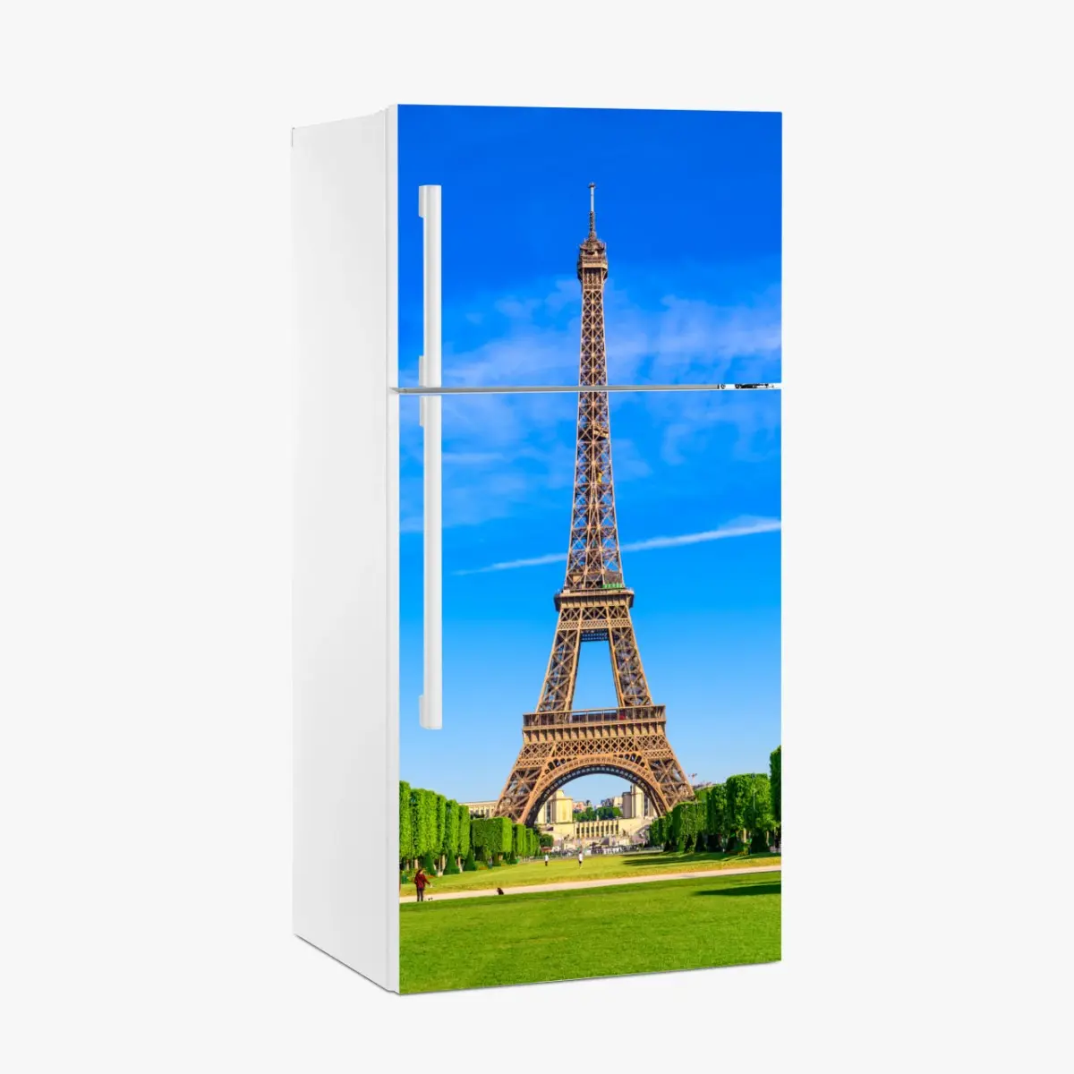 Kühlschrankaufkleber Eiffelturm am Champ de Mars, lebendige pariser skyline – Pixers®