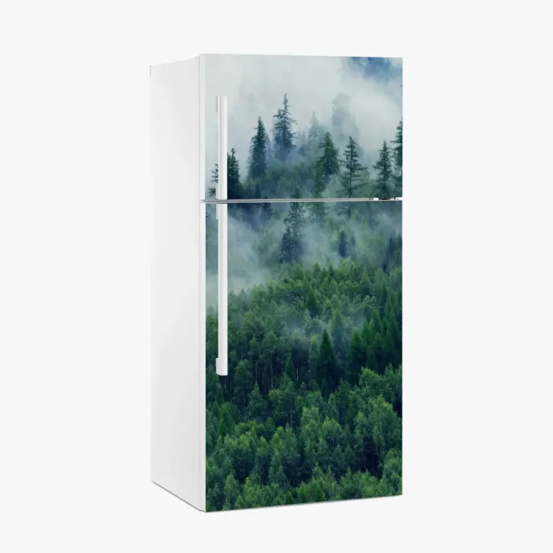 Kühlschrankaufkleber nebliger grüner wald