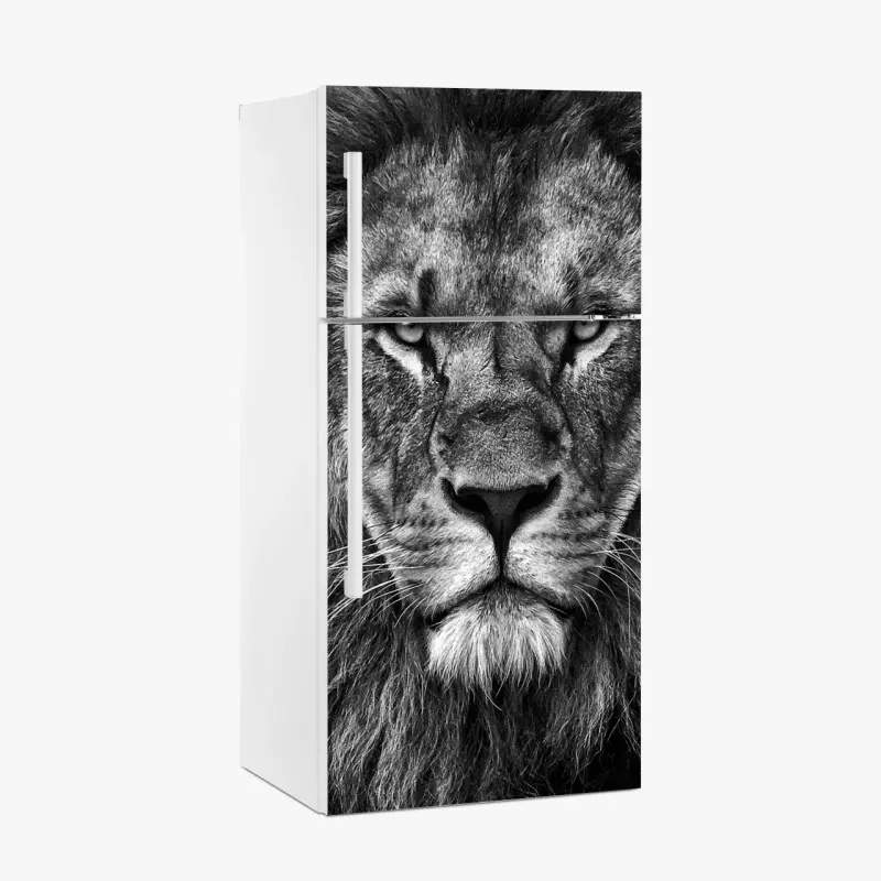 Kühlschrankaufkleber majestätisches löwenportrait in monochrom