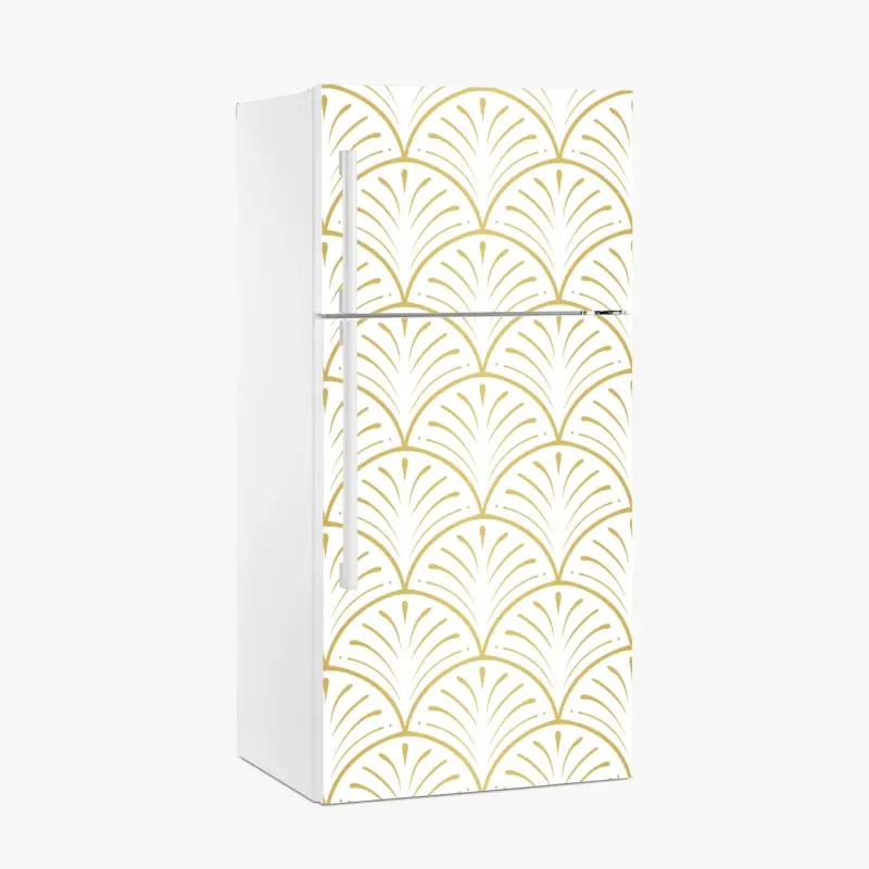 Kühlschrankaufkleber goldenes art deco fächermuster
