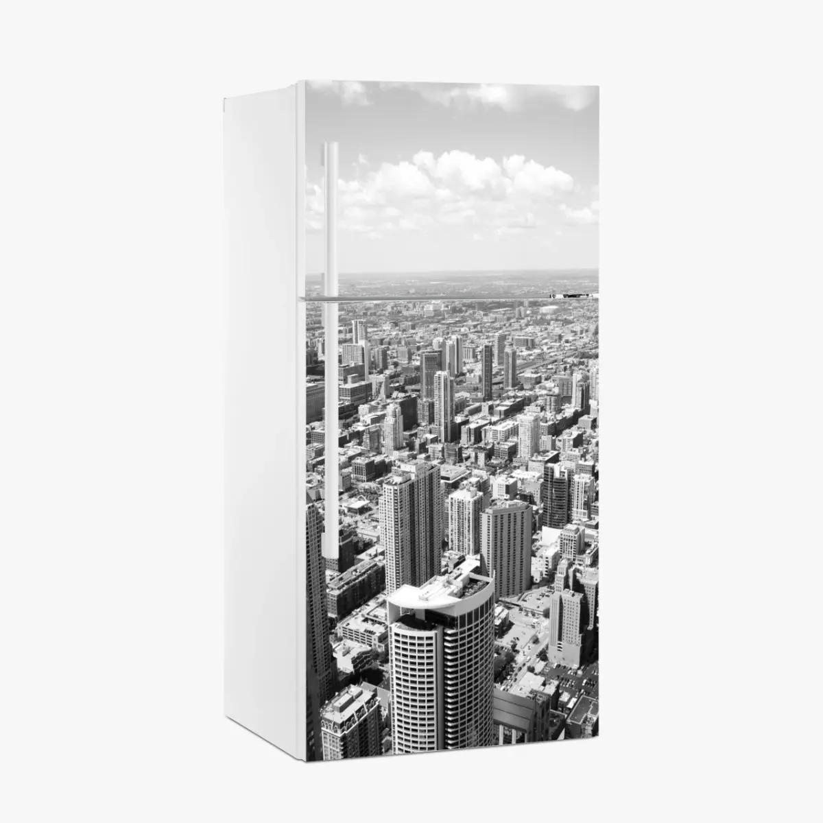 Kühlschrankaufkleber Chicago skyline in graustufen – Pixers®
